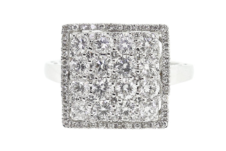 2.10ct 18k White Gold square cocktail ring