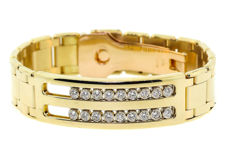 2.20ct 14k Yellow Gold, masterpiece link style men's style bracelet