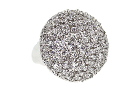 3.00ct 18k White Gold pave wawe style round cocktail ring