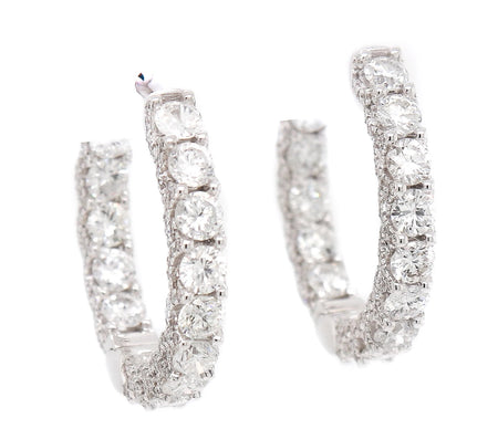18k 5.00ct White Gold Hoops with Diamonds on the side and prongs