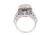 3.20ct 14k White Gold illusion cocktail ring with Round & Baguette diamonds