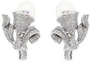 3.48ct 18k Diamond Pearl Earrings