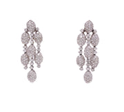 18k white gold 3 strand dangle earrings with 4.00cts of diamonds