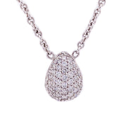 1.50ct 18k white gold pave drop pendant on a thick chain