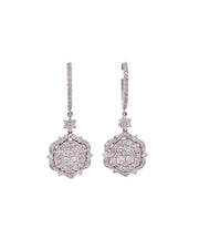 2.25ct 14k white gold classic floral design dangle earrings