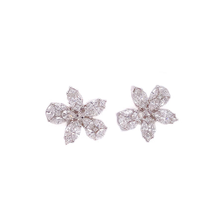 2.00ct 18k white gold flower design earrings