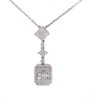 .70ct 18k white gold illusion style cluster pendant