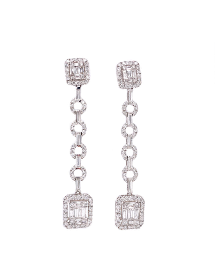 2.00ct 18k white gold illusion style dangle earrings