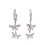 .65ct 14k white gold butterfly dangle earrings