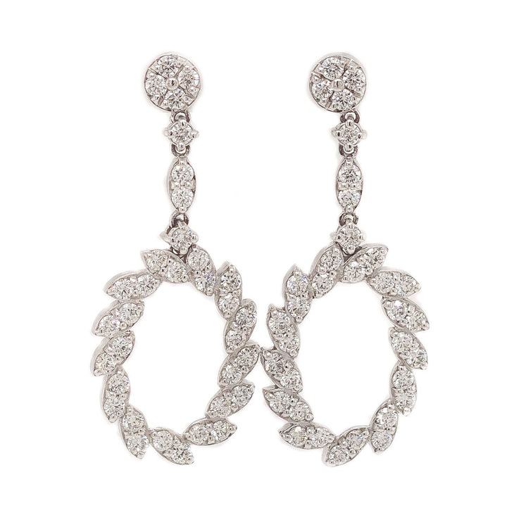 3.25ct 14k white gold open oval style dangle earrings