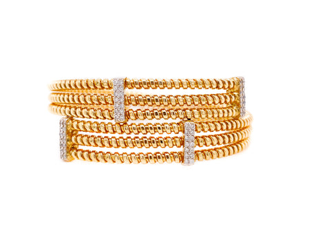 .60ct 18k Two tone gold flexible bangle