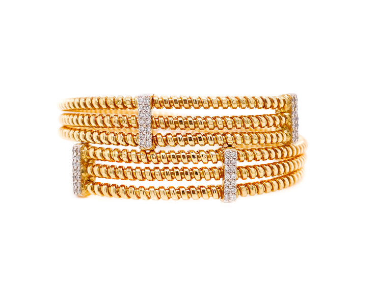 .60ct 18k Two tone gold flexible bangle
