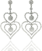 White Gold & Diamond Heart Shaped Earrings